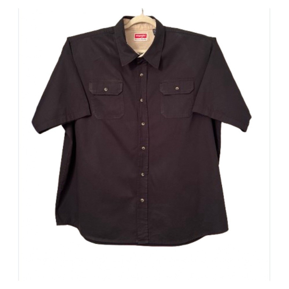 Wrangler Premium Quality XXXL Button up Solid Black short sleeves 3X pockets